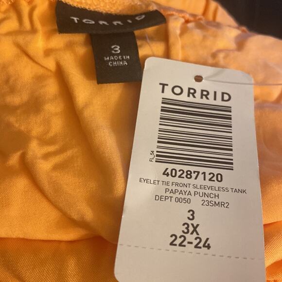 Torrid Papaya Punch Eyelet Tie Front Sleeveless Tank - Picture 7 of 9